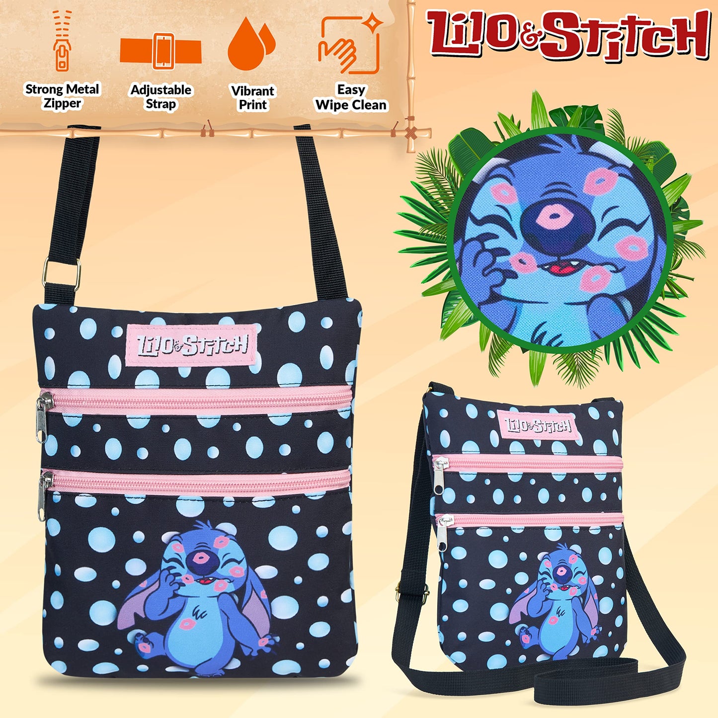Disney Stitch Crossbody Bags for Women Teenagers Girls Purse Shoulder Bag for Shopping Vacation Stitch Gifts for Girls (Black)