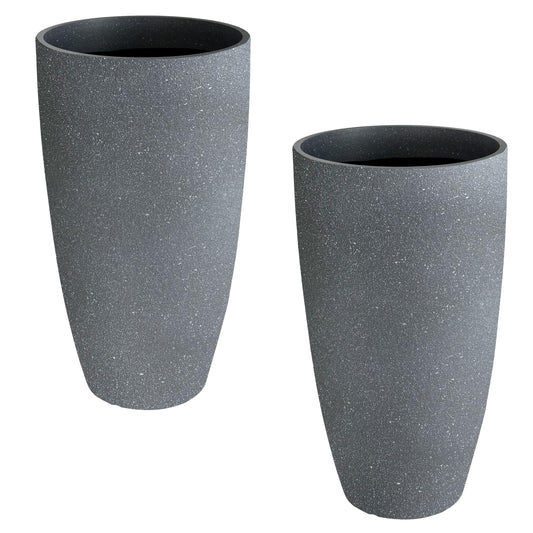 Goldshire 2 Packs 21 inch Tall Planter, Indoor Outdoor Round Planter for Porch, Large Plant Pot with Drainage Hole for Home Garden Front Door, Modern Decorative Pots for Plants (Dark Gray)