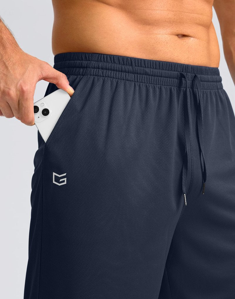 G Gradual Men's Athletic Shorts with Pockets 9" / 11" Long Basketball Shorts Lightweight Quick Dry Gym Workout Shorts for Men(Navy,XXXL)