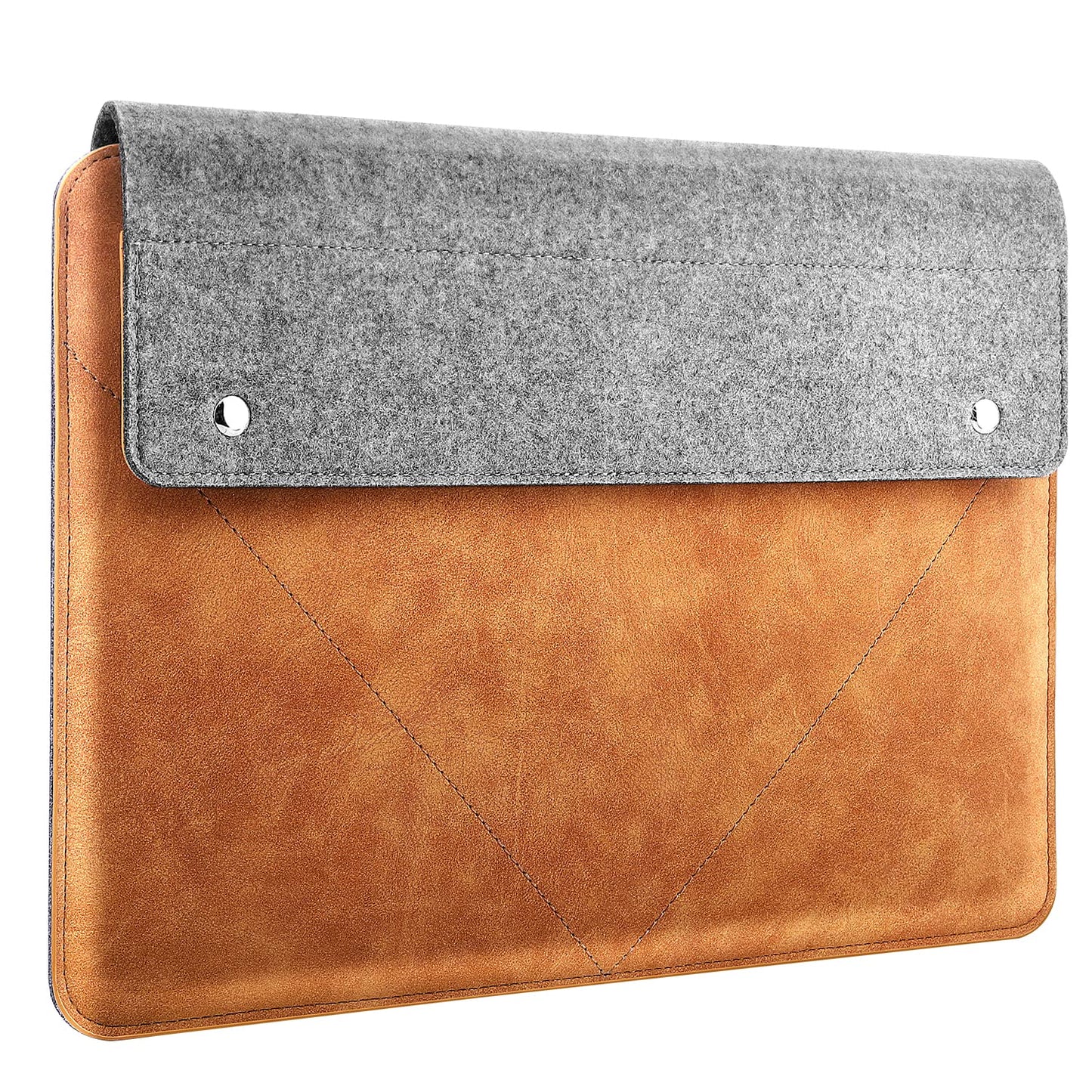 MoKo 13-13.3 Inch Laptop Sleeve Fits Macbook Pro M1 Pro/M1 Max 14.2 2021, iPad Pro 12.9 2021, Surface Pro 9, Felt & PU Leather Case Bag with Pocket, Gray&Brown