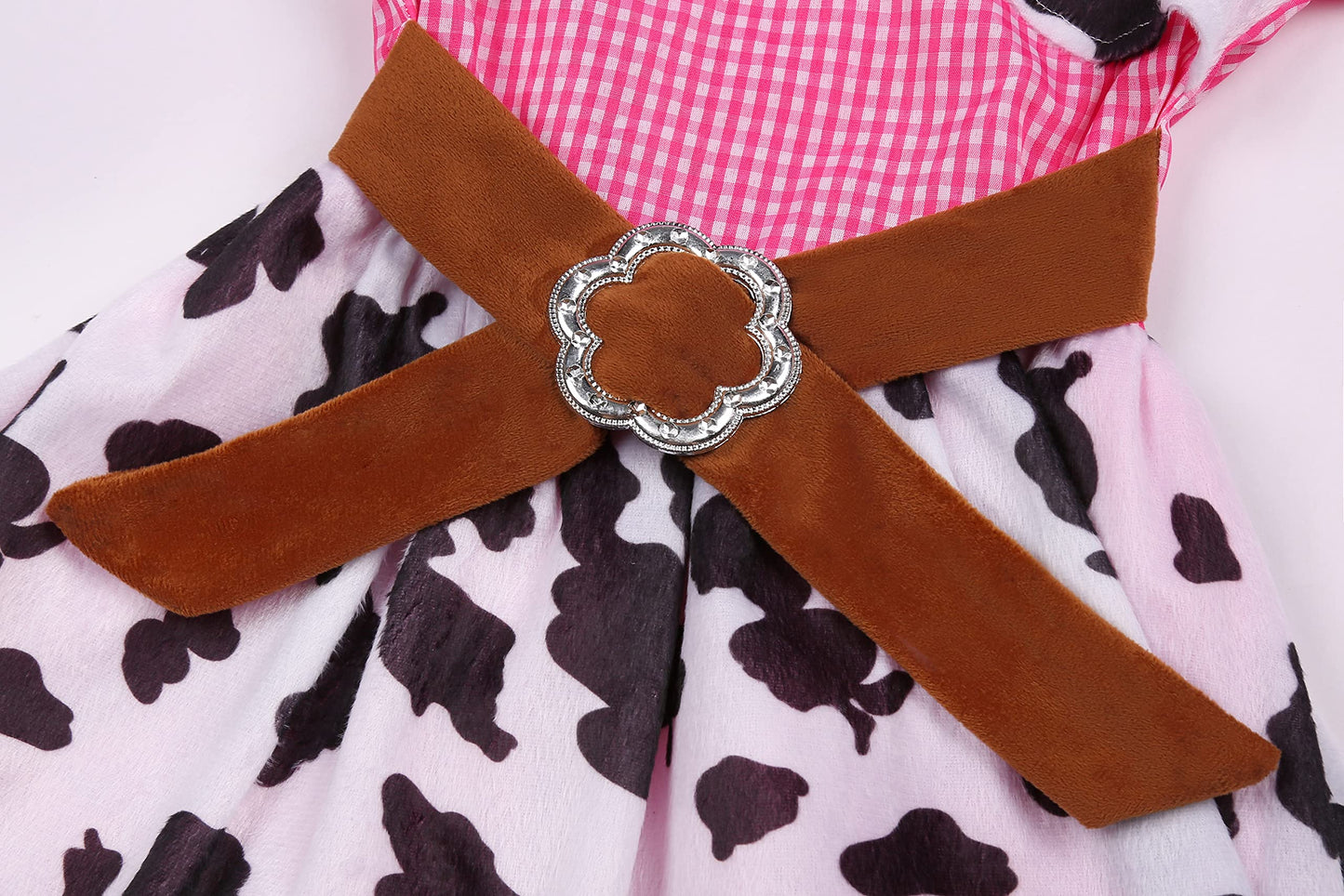 Nuehoryu Cowgirl Costume for Girls Western Outfit with Cowgirl Hat for Halloween Western Rodeo Dress Up (5-6 Years)