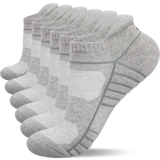 Lapulas Athletic Ankle Socks, Low Cut Cushioned Anti-Blister Running Tab Sports Socks for Men and Women 6Pairs (Gray, XL)