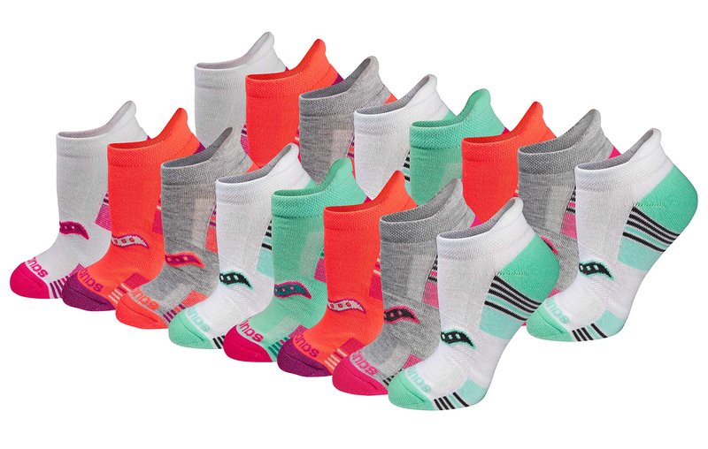 Saucony Women's RunDry Performance 8, 16 Pairs Heel Tab Athletic Socks, S-L, Assorted Light (16 Pairs), Large