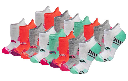 Saucony Women's RunDry Performance 8, 16 Pairs Heel Tab Athletic Socks, S-L, Assorted Light (16 Pairs), Large