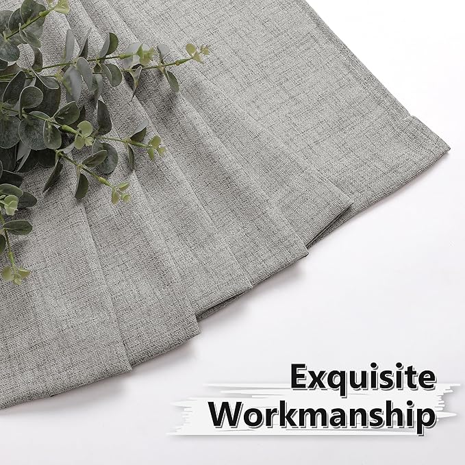 Tollpiz Linen Curtain Bedroom Rod Pocket Semi Sheer Curtains Burlap Light Filtering Thick Linen Drape for Living Room, 38 x 84 inches Long, Silver Grey, Set of 2 Panels