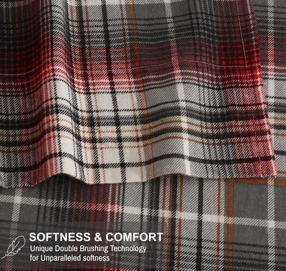 RUVANTI Flannel Sheets King Size - 100% Cotton Brushed King Size Sheets Set - Deep Pockets 16 Inches Bed Sheets - All Seasons Breathable & Extra Soft - Warm & Cozy, 4 Piece, Halloween Check