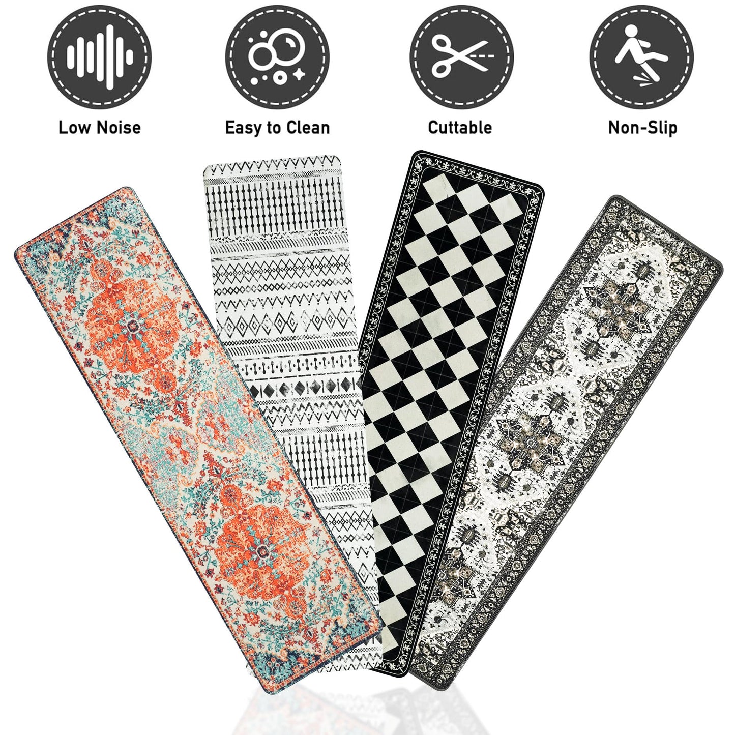 Boho Stair Treads Non Slip - Carpet Stair Treads for Wooden Steps Indoor, Stair Rugs for Kids, Elders and Dog, Stair Runners for Wooden Steps, 15 pcs
