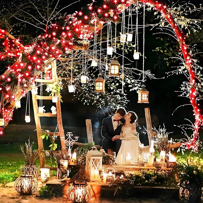 KNONEW 400FT Outdoor Christmas Fairy Lights Plug in,1200 LED String Lights Outdoor Waterproof 8 Modes Memory Times for Wedding Bedroom Walls Garden Trees Decoration(Red)