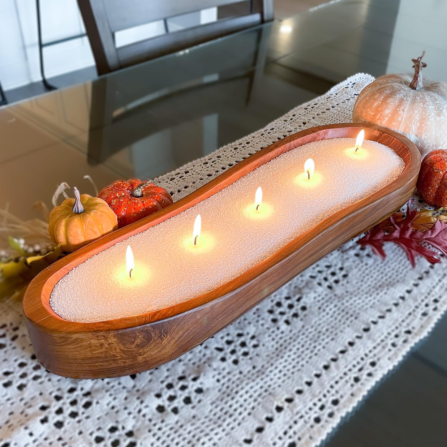 Foton Pearled Candle 18 Oz - Mulled Magic Fall Scent Non Toxic Luxury Long Lasting Powder Wax Sand Candles up to 120 Hours - Refillable Pearl Foton Candle Sand with 30 Wicks