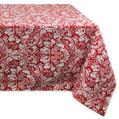 DII 100% Cotton, Machine Washable, Everyday Damask Kitchen Tablecloth for Dinner Parties, Summer & Outdoor Picnics - 60x84 Seats 6 to 8 People, Tango Red