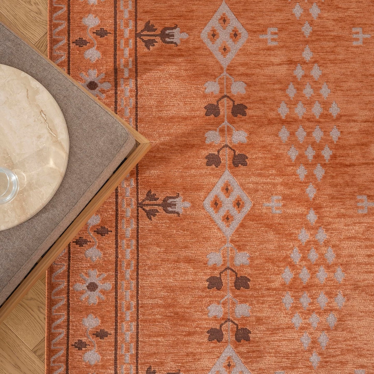 Revival Rugs Garland 5'x8' Washable Area Rug for Living Room Bedroom Dining Room - Oeko-TEX Certified, Peach