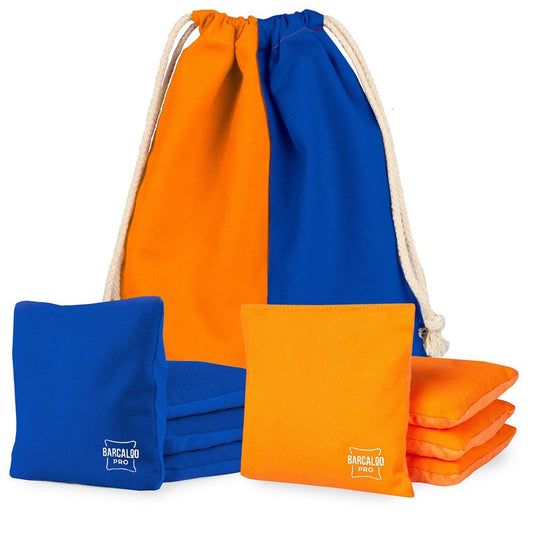 Barcaloo Pro Cornhole Bags - Set of 8 Regulation All Weather Two Sided Bean Bags for Professional Corn Hole Game - 4 Orange & 4 Blue