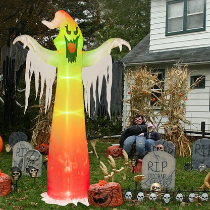 Hourleey 9 FT Halloween Inflatables Outdoor, Halloween Blow Up Yard Decorations with Built-in LED Lights for Indoor Outdoor Party Garden Lawn Clearance (Ghost)