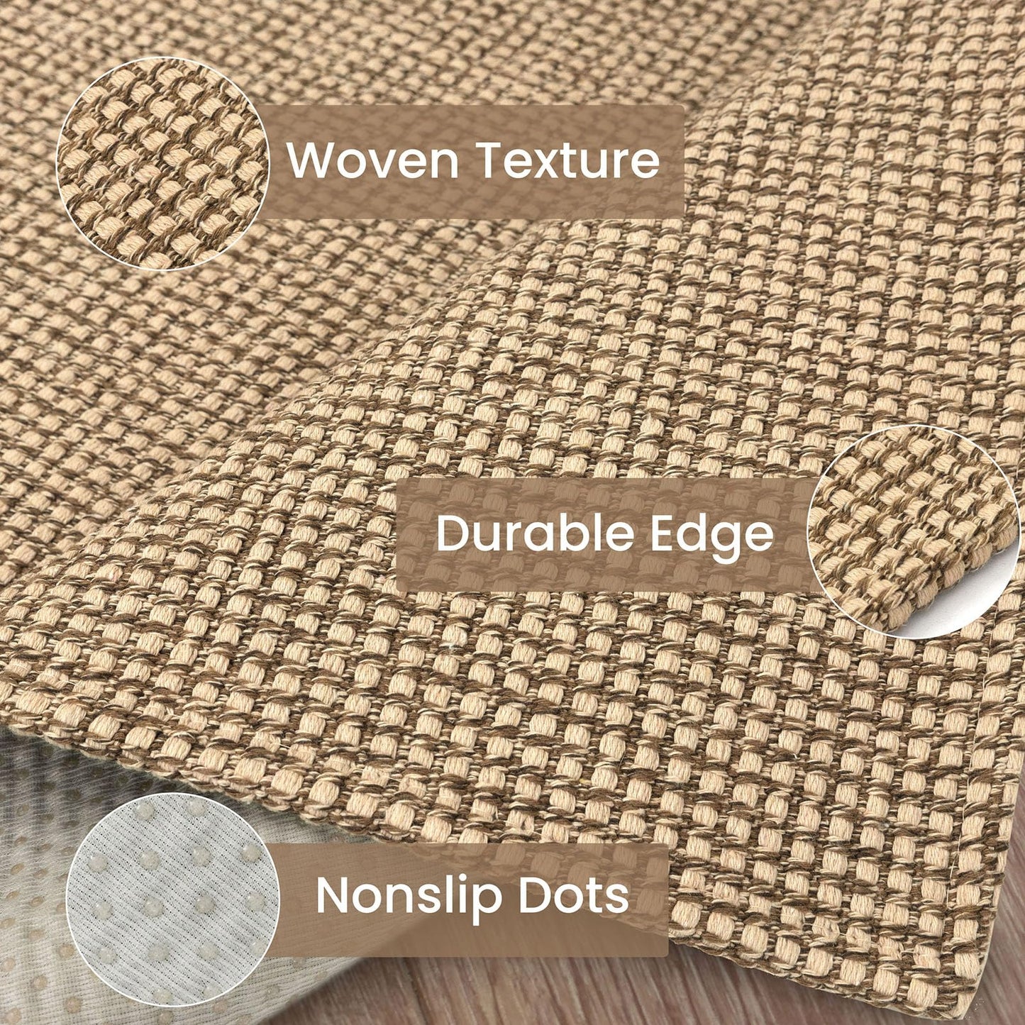 IOHOUZE Washable Area Rug 3x5 Non Slip Rubber Backed Rugs for Entryways Indoor Outdoor Doormat Woven Cotton Throw Rug Floor Carpet for Entrance Kitchen Living Room, Orange/Tan/Brown