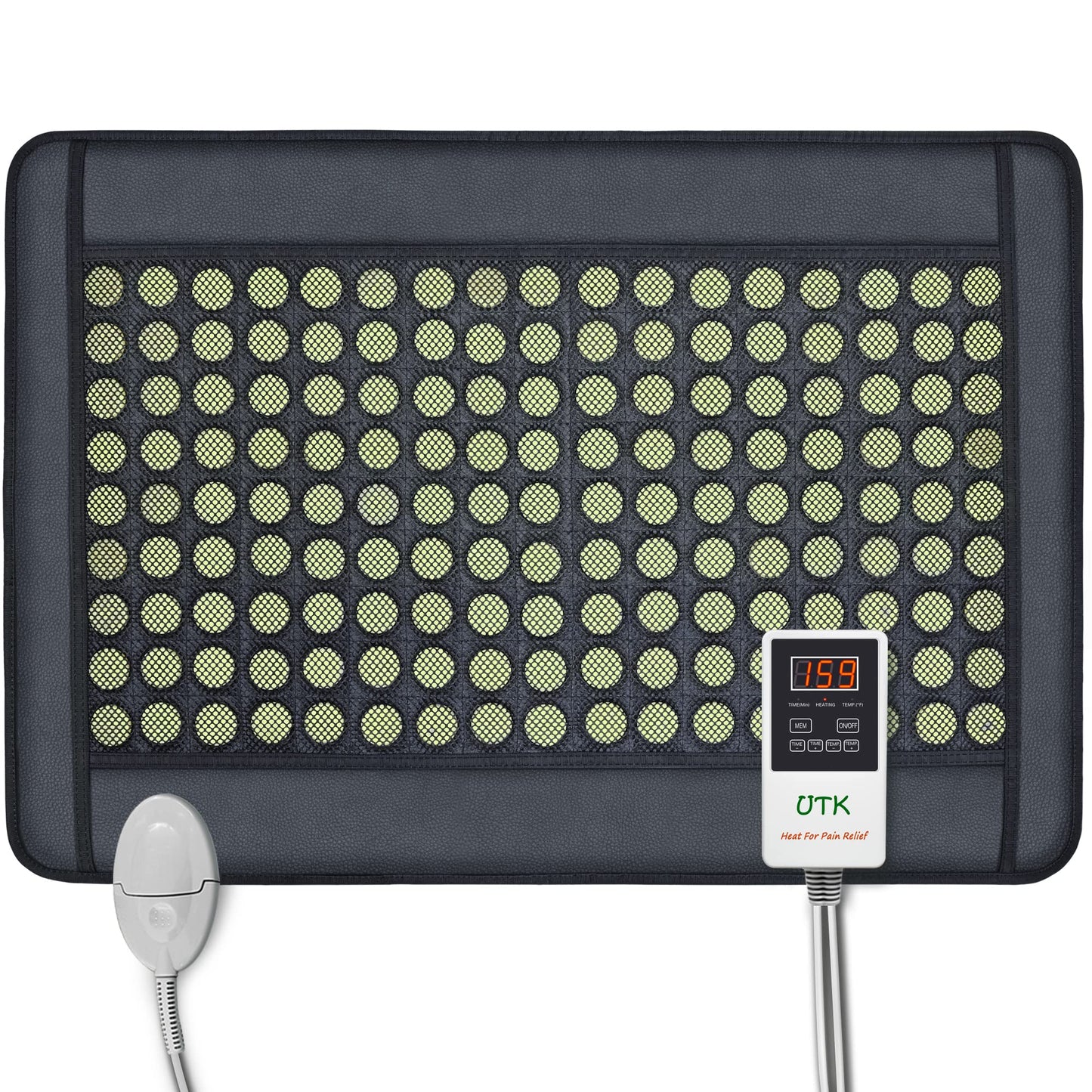 UTK Upgrade Far Infrared Heating Pad for Back, 5X Deeper Pain Relief Pure Jade Heating Pad with 153 Natural Jades, Hotter to 159℉, Weighted Electric Mat with Larger Heat Area, 4H Auto-Off, 31"x 21"