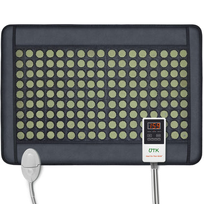 UTK Upgrade Far Infrared Heating Pad for Back, 5X Deeper Pain Relief Pure Jade Heating Pad with 153 Natural Jades, Hotter to 159℉, Weighted Electric Mat with Larger Heat Area, 4H Auto-Off, 31"x 21"