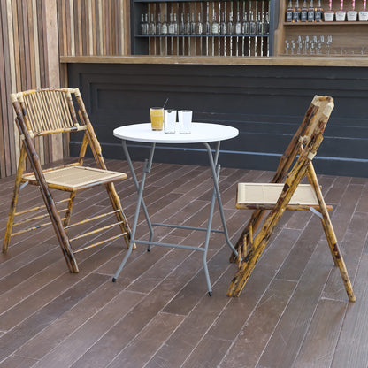 Flash Furniture Elon 2' Round All-Occasion Plastic Folding Event Table, Foldable Portable Banquet Table for Indoor/Outdoor Events, White