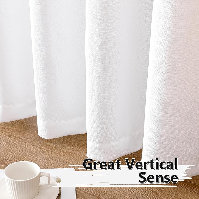 Tollpiz Linen Tier Curtain Rod Pocket Semi Sheer Half Kitchen Curtains Burlap Light Filtering Thick Linen Drape for Bathroom, 30 x 36 inches Long, White, Set of 2 Panels