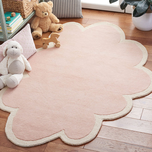 SAFAVIEH Kids Collection 3' x 5' Pink / Ivory SFK913P Handmade Cloud Wool Area Rug