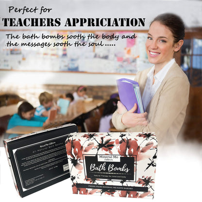 Bath Bombs for Women Relaxing with Inspirational Messages, 12 Natural and Organic Bath Bombs with Essential Oils & Skin Moisturizing Shea Butter. Birthday Gift, Appreciation Gift for Wife Girlfriend