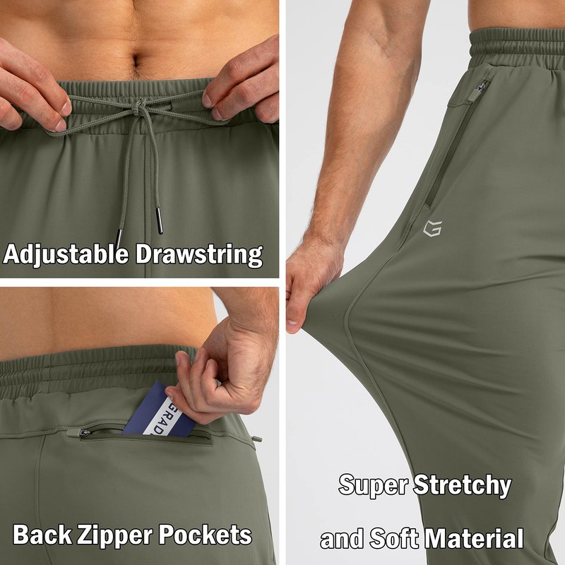G Gradual Men's Sweatpants with Zipper Pockets Tapered Joggers for Men Athletic Pants for Workout, Jogging, Running (Sage Green, XX-Large)