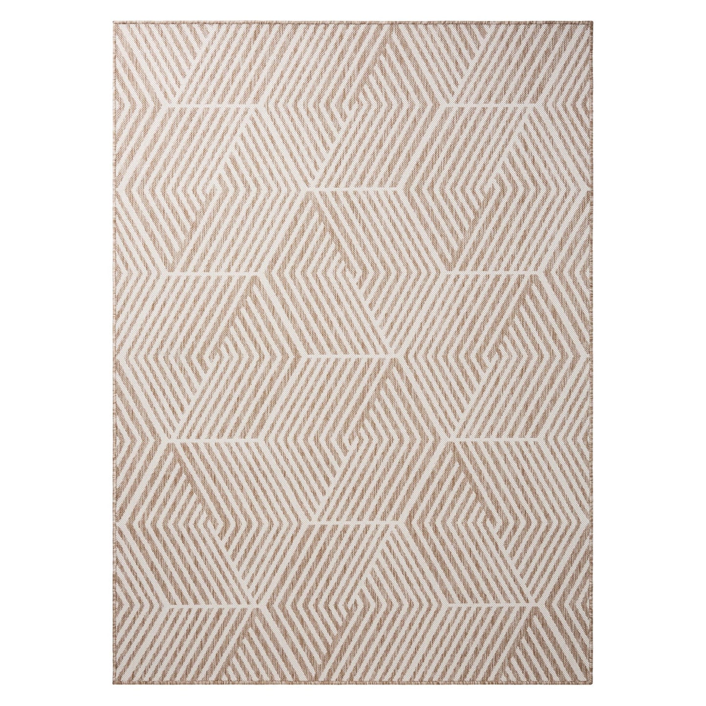 Nicole Miller New York Patio Country Ombre Geo Indoor Outdoor Area Rug, UV Fade Resistant, Low Pile, Beige/Cream, 7'9"x10'2"