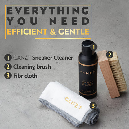 Canzt Sneaker Cleaning Kit – Ideal for Suede, Nubuck, Leather & Canvas Shoes – Trainer Cleaner Set with Shoe Cleaner, Brush & Microfibre Cloth