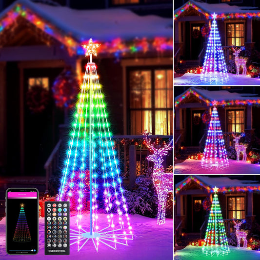 Joomer Christmas Tree Star Lights, 6FT 265LED Smart Orange Purple Light with Remote Timer Music Sync Bluetooth App Controlled RGB Color Changing Lights for Christmas Halloween Decoration