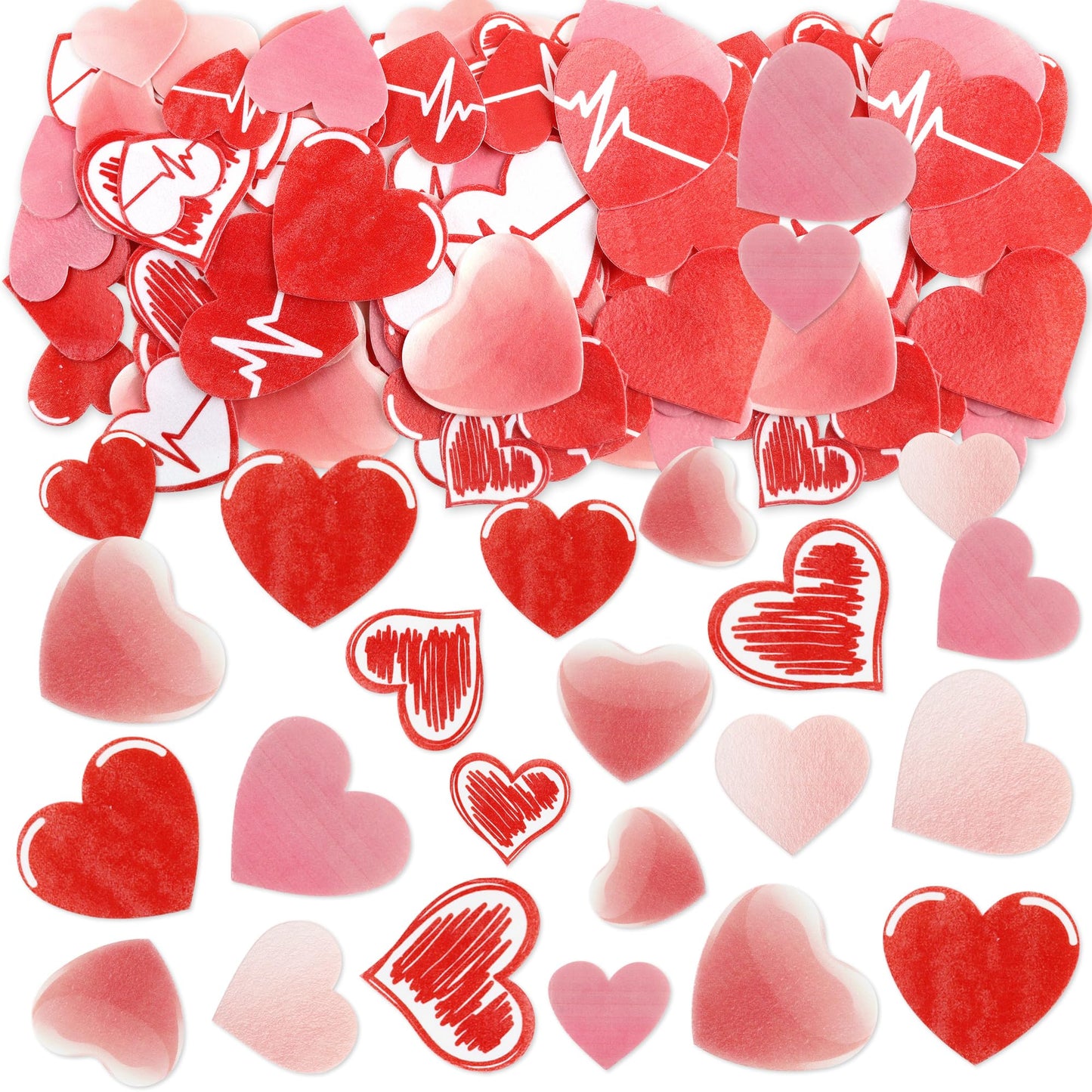 Ercadio 80Pack Edible Valentine's Day Heart Cupcake Toppers Red Edible Heart Cupcake Drink Toppers Picks Valentine's Day Nurses' Day Heart Birthday Mother's Day Party Cake Decorations