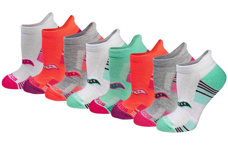 Saucony Women's RunDry Performance 8, 16 Pairs Heel Tab Athletic Socks, S-L, Assorted Light (8 Pairs), Medium