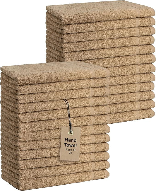 Basic Hand Towels 16x26 Inches – Bulk Pack of 24 – Beige Color – Soft and