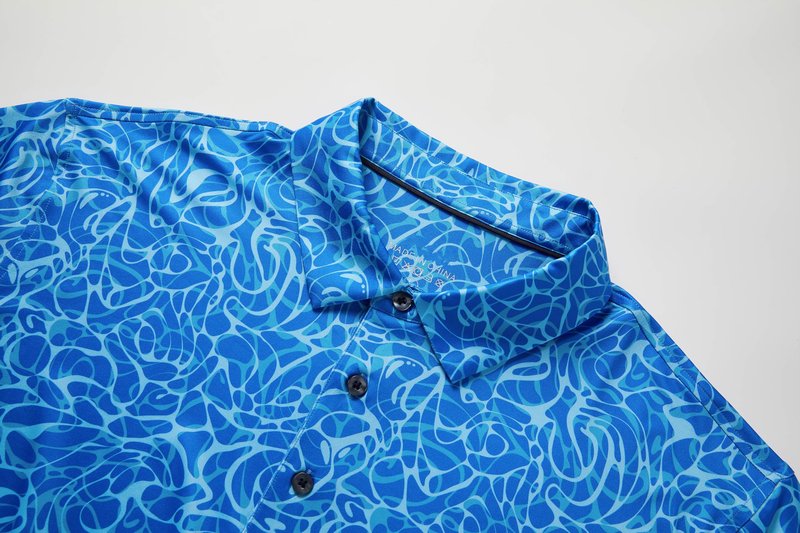starweave Mens Golf Shirts Dry Fit Print UPF 30 Moisture Wicking Golf Shirts for Mens, Athletic Print Tennis Golf Gifts for Mens(Blue Ripple,3X-Large)