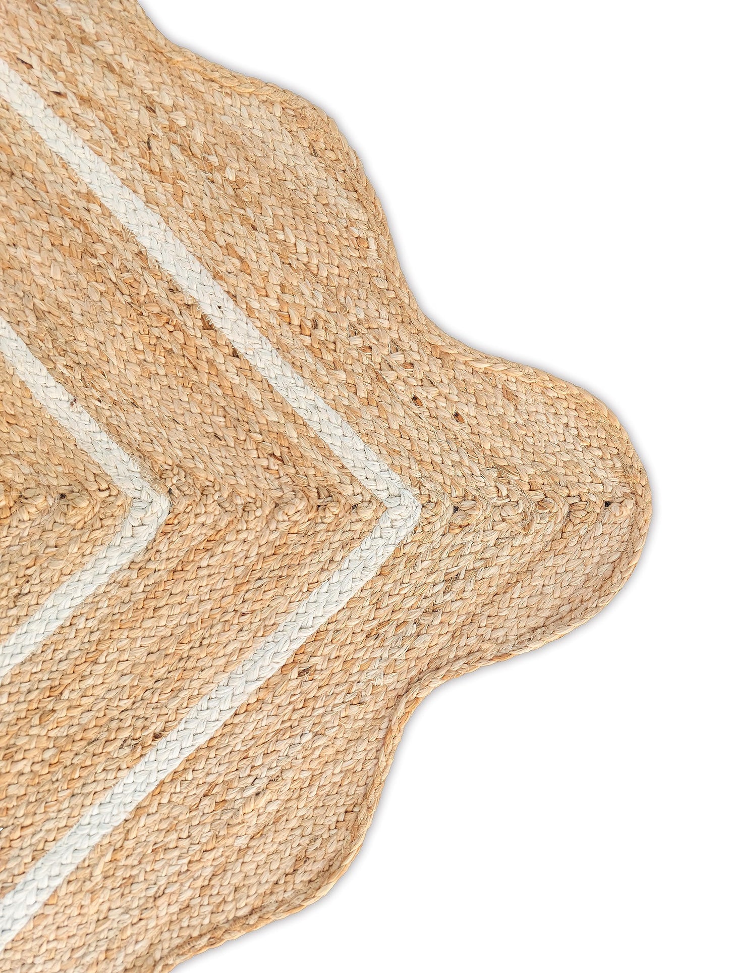 Weaving Village Wave Scalloped Natural Jute Rug Boho Jute Rug Entryway Runner Rug Farmhouse Scallop Rug, Off White (2'x3')