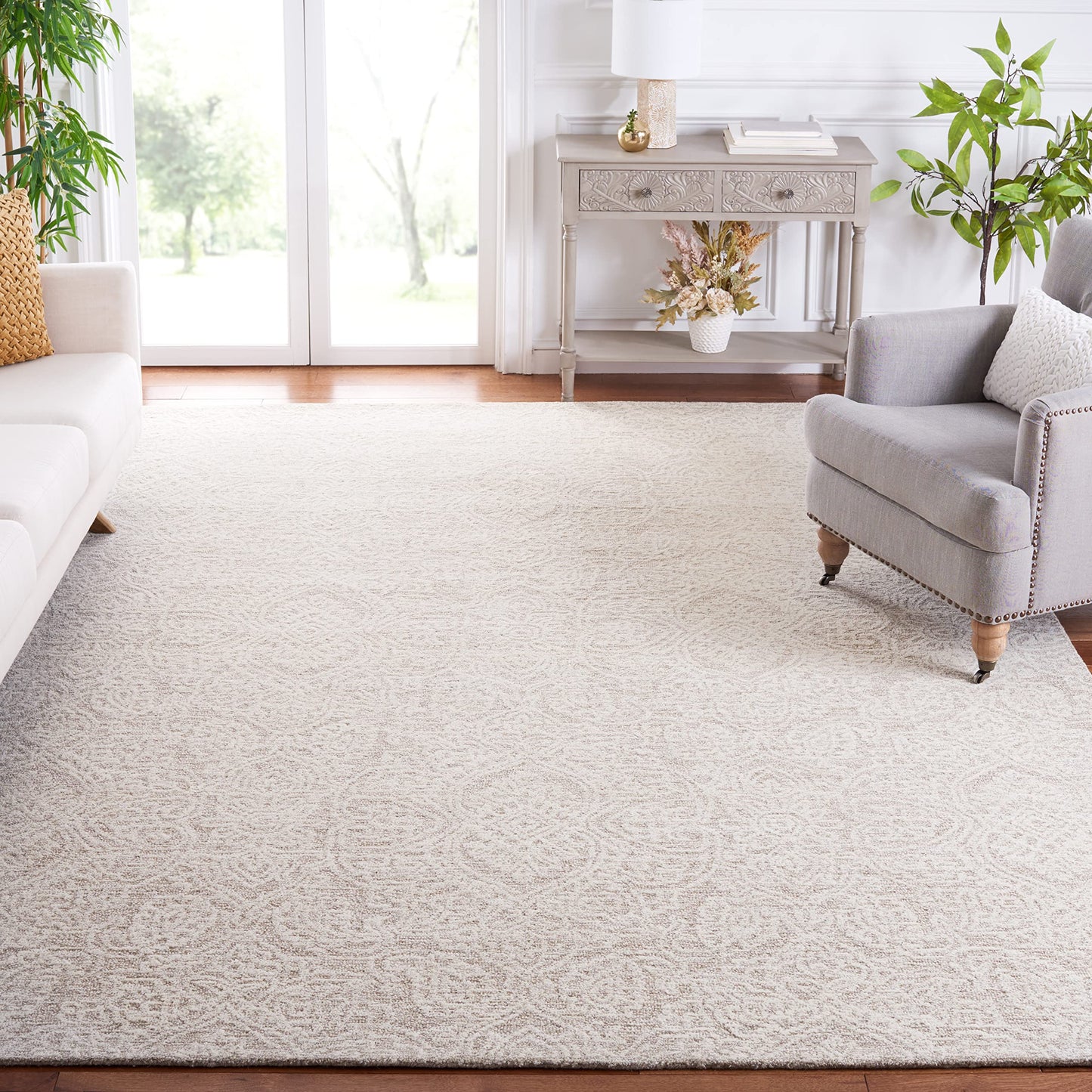 SAFAVIEH Area Rug 8x10 - Metro Collection - Large - Natural & Ivory, Handmade Wool, Ideal for Living Room, Bedroom, Dining Space (MET998A)