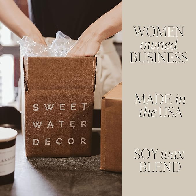 Sweet Water Decor Christmas Tree Soy Candle | Spruce, Pine Needles, Evergreen, Spearmint, Cinnamon and Cypress Scented Candles for Home | 12oz Black Stoneware Jar, 60+ Hour Burn Time, Made in The USA