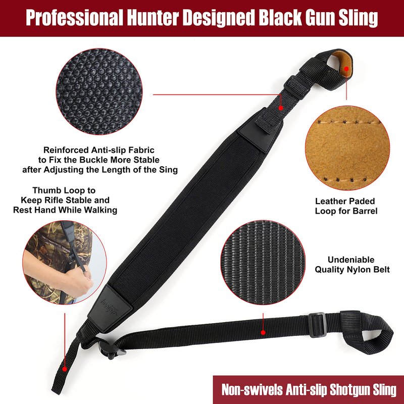 HUNTPAL Stalker Sling Two Point Gun Shotgun Rifle Sling with Swivels