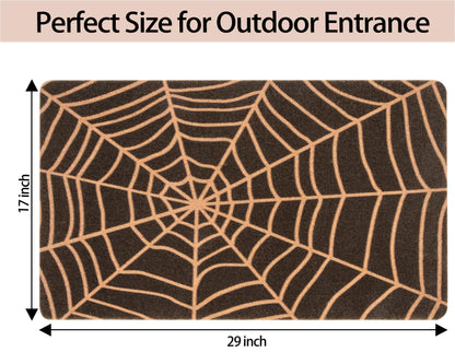 CaySep Spider Web Dark Coir Doormat - Non-Slip Welcome Door Mat Halloween Decor Mat 17x29 inch Indoor Mat (Ghost, 17''x29'')