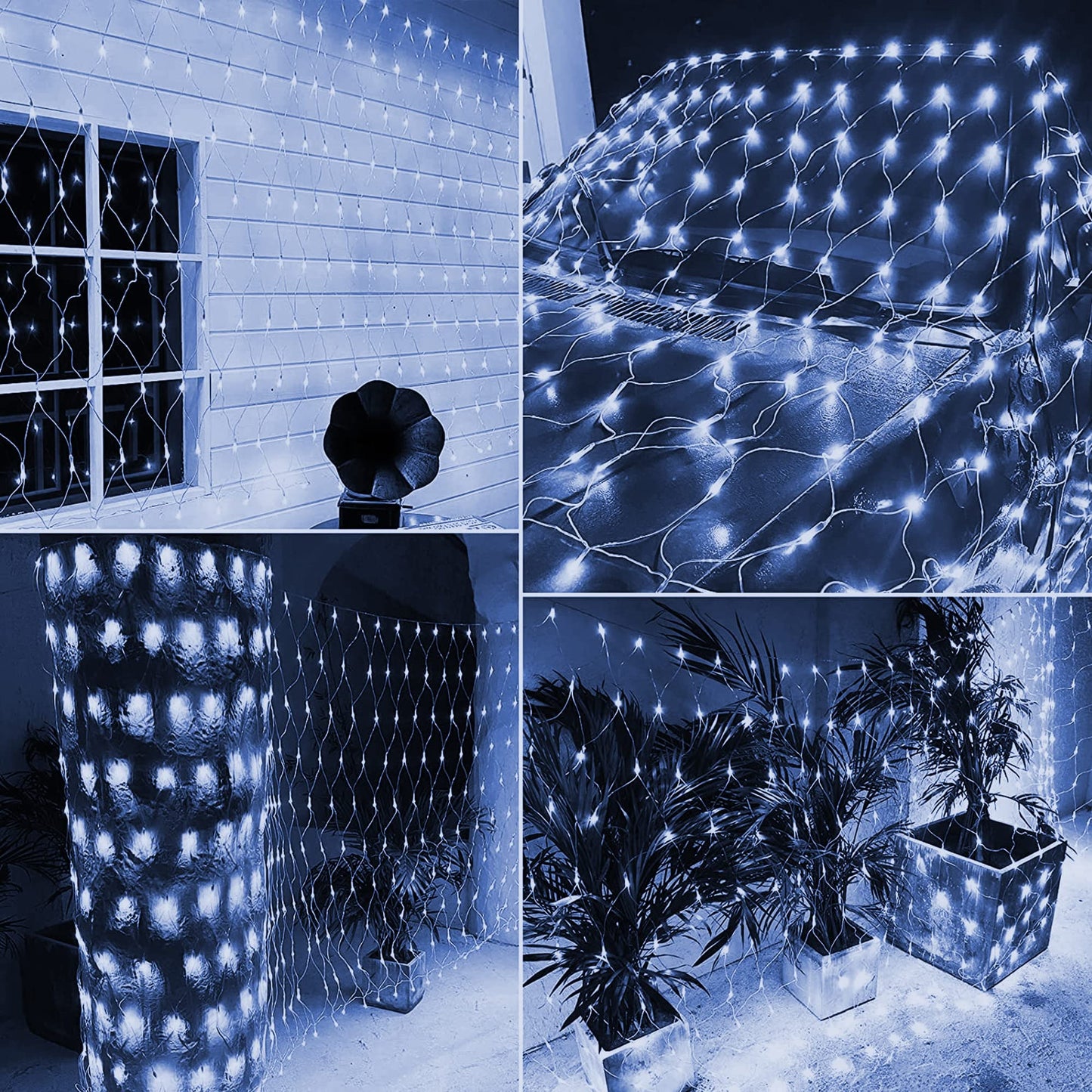 FUNPENY Christmas Net Lights, 9.8ft x 6.6ft 200 LED Clear Wire Mesh Decor with 8 Modes Waterproof Connectable Xmas Decorations for Outdoor Outside Bushes Yard Lawn Patio Tree Garden Party (White)