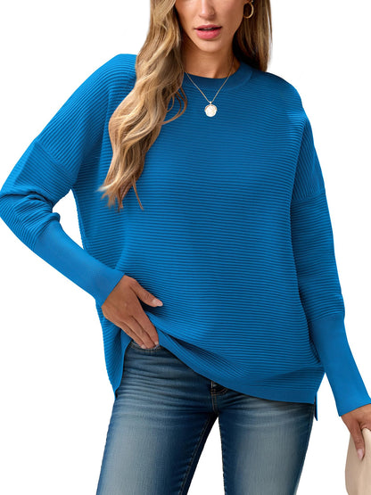 ANRABESS Womens Oversized Batwing Long Sleeve Ribbed Knit Sweaters 2025 Fall Outfits