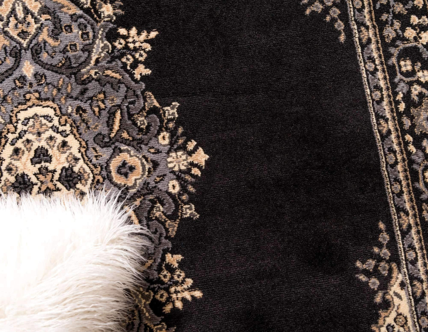 Unique Loom Reza Collection Traditional Persian Style Area Rug, 4 x 6 ft, Black/Beige