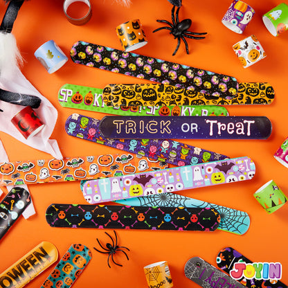 JOYIN 72 PCS Halloween Slap Bracelets for Kids Gift, 36 Different Design Bracelets Bulk for Halloween Party Favor Supplies, Friendship Bracelets for Halloween Goodie Bag Fillers