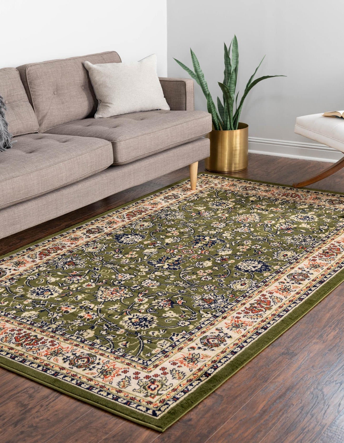 Unique Loom Sialk Hill Collection Area Rug - Washington (6' 1" x 9' Rectangle Green/Hunter Green)