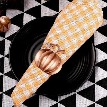 Patelai 12 Pieces Pumpkin Napkin Rings Fall Napkin Holders Thanksgiving Halloween Dinner Tables Rings for Thanksgiving Dinner Party Weddings Family Gatherings (Bronze)