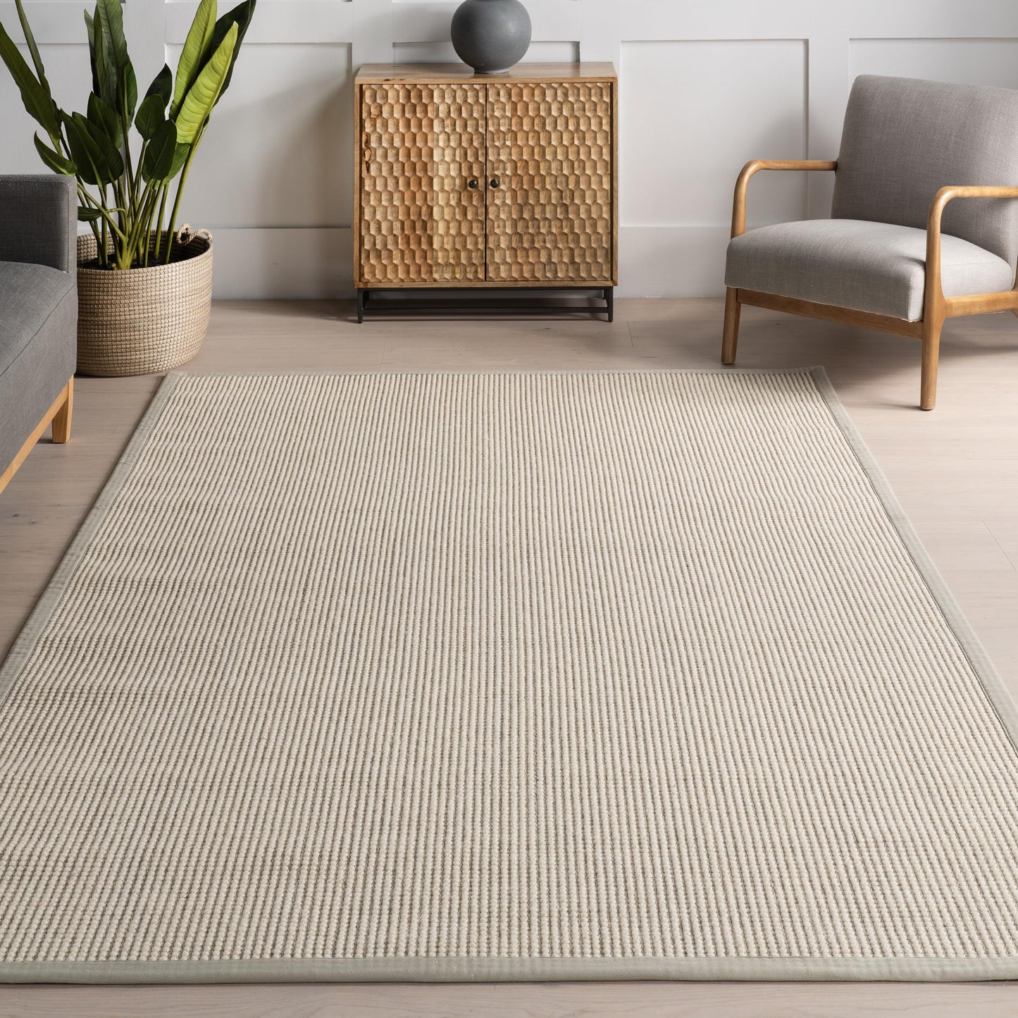Nuloom Monica Grey/Ivory, 5' x 8', Solid, Sisal & Wool, Soft and Textured, High Traffic, Stain Resistant, Easy Clean, Durable Area Rug for Bedroom, Living Room, Dining Space, Den, Foyer, Entryway