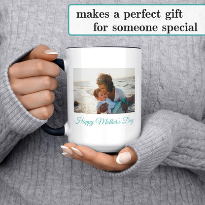 Personalized Coffee Mug, Custom Photo Text 15oz Ceramic Mug, Customized Picture Name Tea Cup, Unique Gift Idea, Taza Cafe Personalizadas Fotos, Cute Custom Gifts Mom Women Men, Father's Day, Black