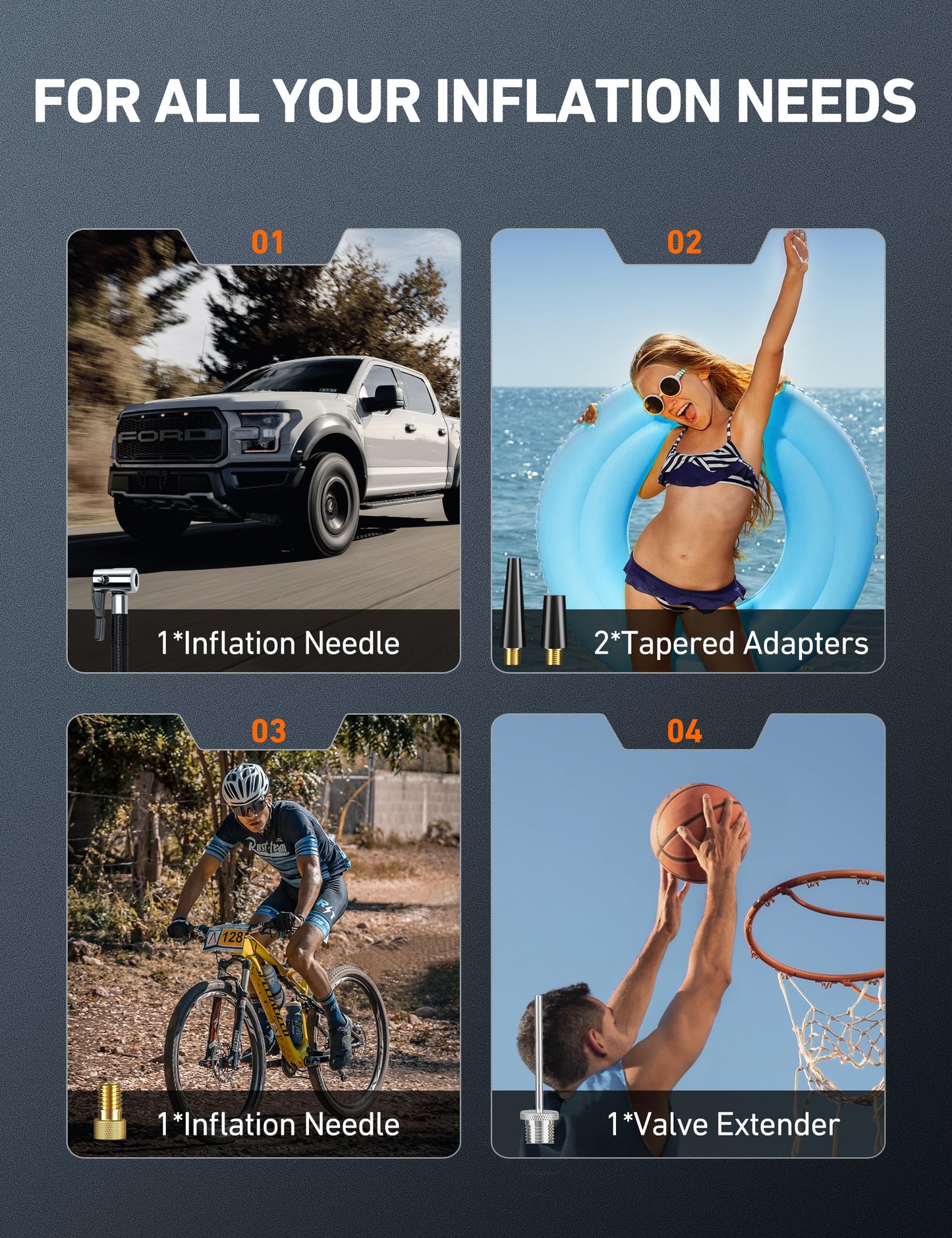 AstroAI Tire Inflator Air Compressor 12V DC Portable Air Compressor Car Accessories Auto Tire Pump 100PSI with LED Light Digital Air Pump for Car Tires Bicycles Other Inflatables