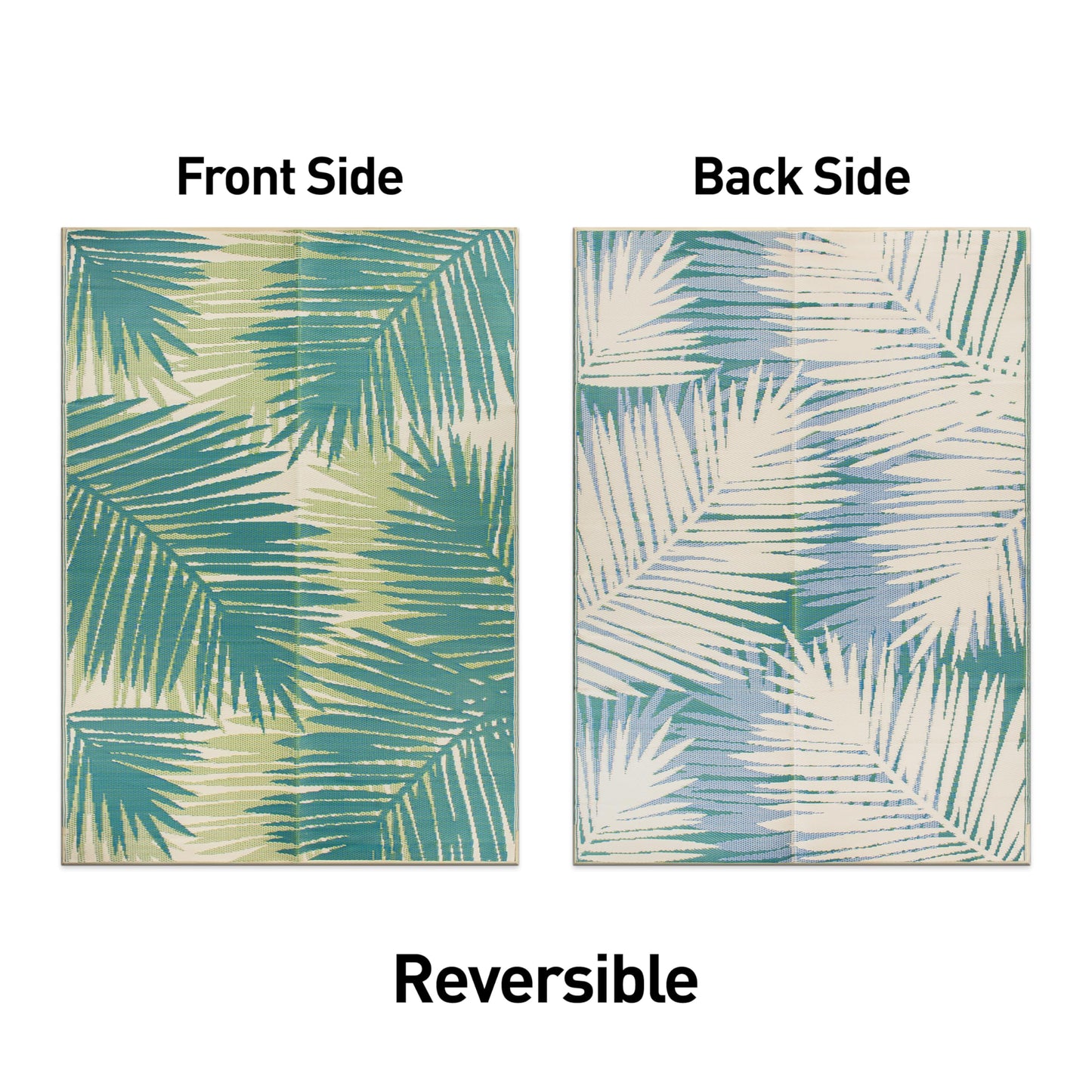 Rugshop Tropical Floral Reversible Foldable Waterproof Premium Recycled Plastic Outdoor Rugs for Patio,Backyard,RV,Deck,Picnic,Trailer,Beach,Camping Rug 6' X 9' Green