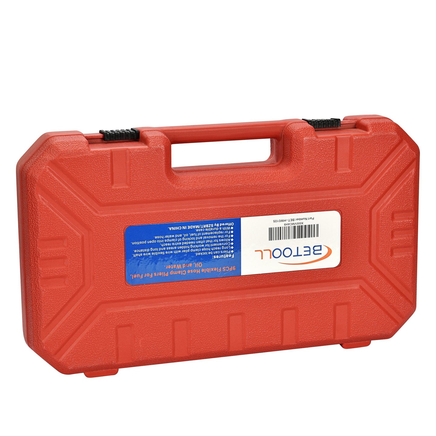 BETOOLL 9pc Hose Clamp Pliers, Professional Automotive with Flexible Wire Long Reach, Clic R Type Swivel Jaw and Flat Band Pliers for Coolant Radiator Heater/Water Hose (Red)