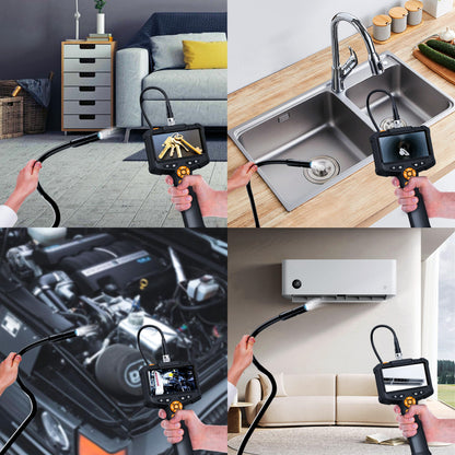 Endoscope Camera with Light, 1080P HD Borescope with 8 Adjustable Lights, 4.3" Endoscope with 16.4ft Semi-Rigid Snake Camera, IP67 Waterproof Borescopese for Sewer, Cool Gadgets & Tools for Men