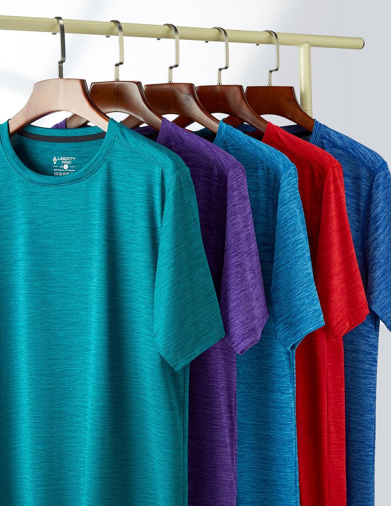 5 Pack Men’s Active Quick Dry Crew Neck T Shirts | Athletic Running Gym Workout Short Sleeve Tee Tops Bulk (Set 9, Medium)